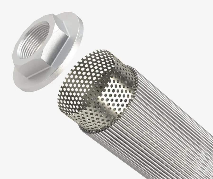 Stainless steel suction strainer with threaded hex head